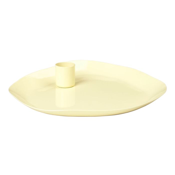 Broste Candle Plate Mie Iron 16cm - Light Yellow
