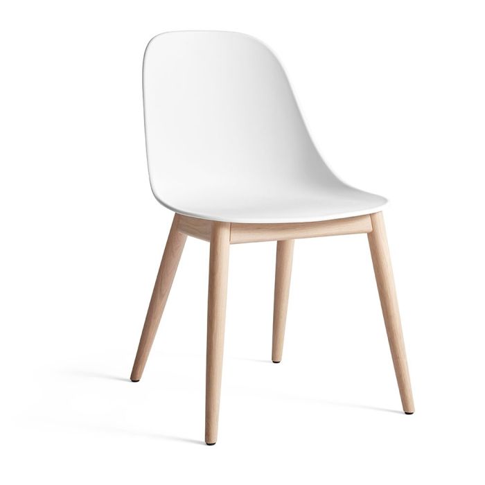 Audo Copenhagen Harbour Dining Side Chair - White Shell & Natural Stained Oak