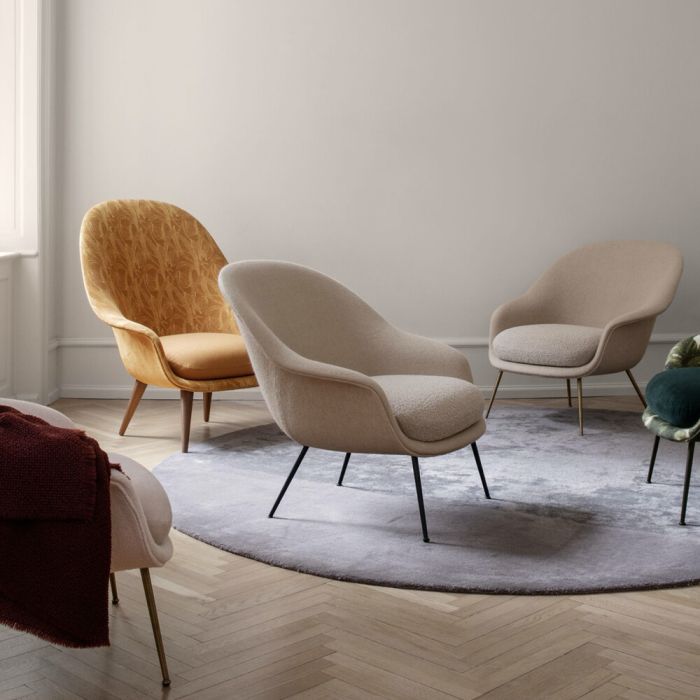 Gubi Bat Lounge Chair - Low Back & Metal Base