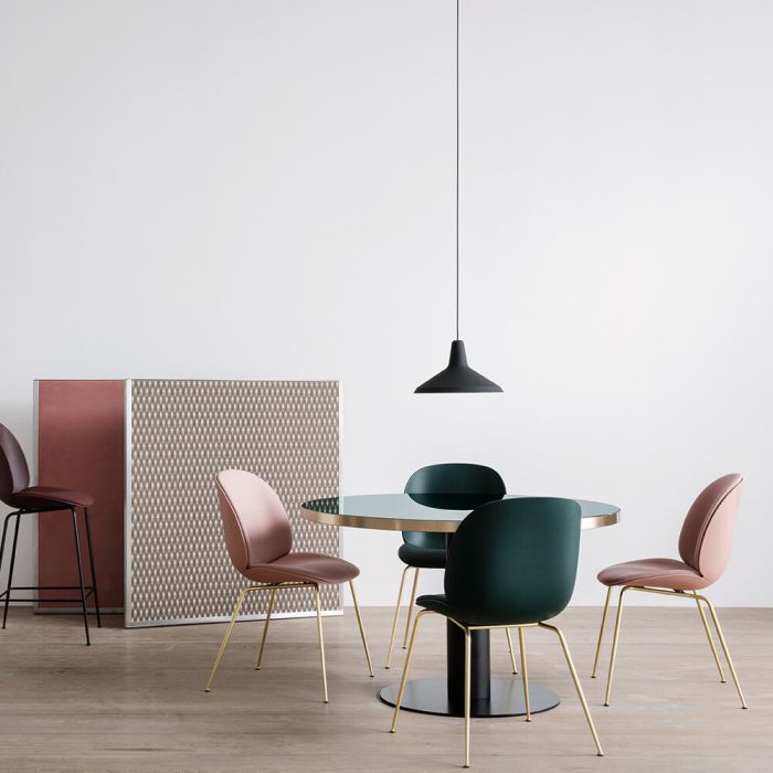 Gubi Beetle Dining Chair - Front Upholstery - Metal Leg Base