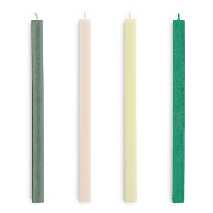 HAY Square Candle Set of 4 - Greens & Whites