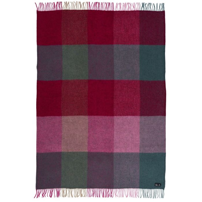 Klippan Gotland Check Lambswool Throw, Pink