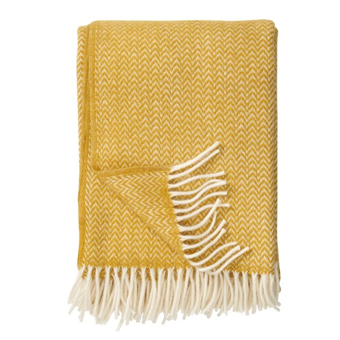 Klippan Chevron Lambswool Throw, Yellow