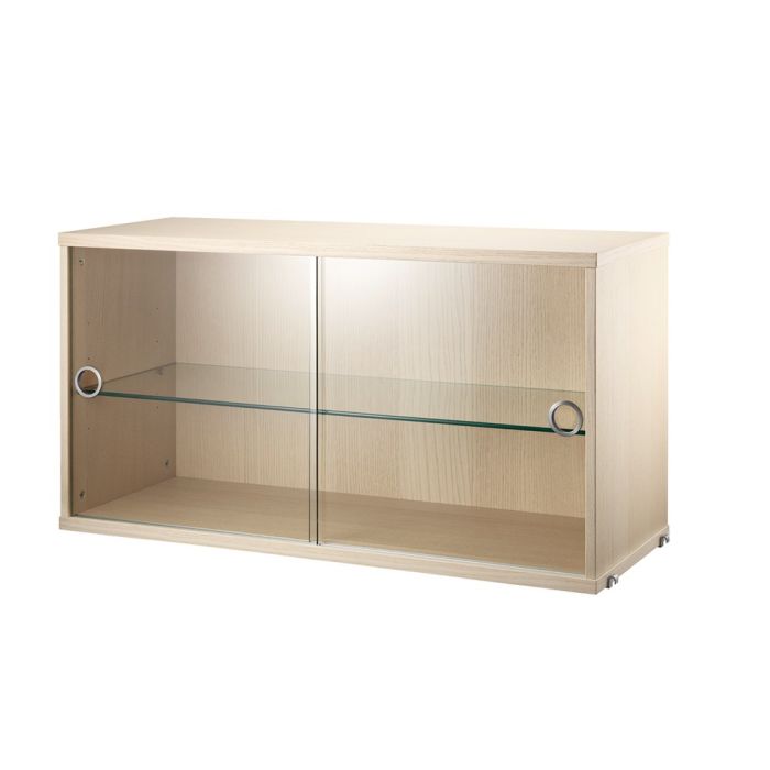 String Glass Door Cabinet, Ash