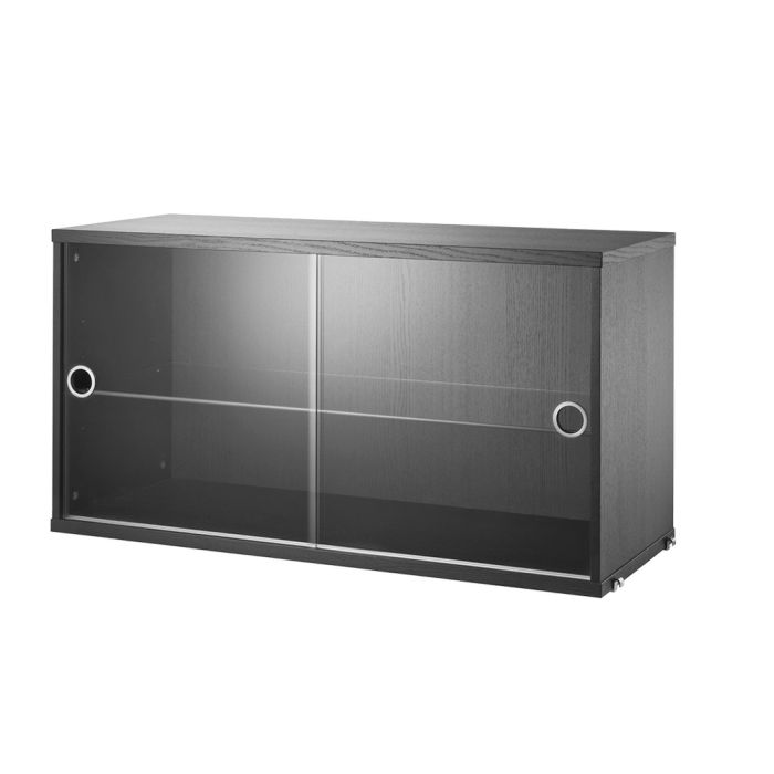 String Glass Door Cabinet, Black Ash