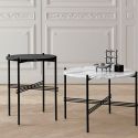 Gubi TS Round Side Table - Black Base with Nero Marquina Marble Top - Ex Display