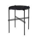 Gubi TS Round Side Table - Black Base with Nero Marquina Marble Top - Ex Display