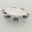 Knoll Dining Set - 198cm Saarinen Tulip Table + 6 Cesca Dining Chairs