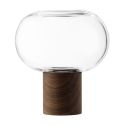 LSA Oblate Vase/ Lantern -  21.5cm Clear/ Walnut