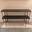 Gubi TS Console 2 Tier Black Marquina Marble, Black Tray & Black Frame
