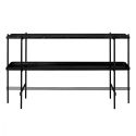 Gubi TS Console 2 Tier Black Marquina Marble, Black Tray & Black Frame