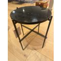 Gubi TS Round Side Table - Black Base with Nero Marquina Marble Top - Ex Display