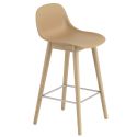Muuto Fiber Recycled Bar / Counter Stool - Wood Base with Back