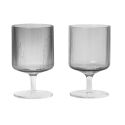 Ferm Living Wine Ripple Glasses, Smoke (Set of 2)