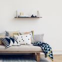 Ferm Living Wooden Shelf w. Hangers - Smoked Oak, Light Grey 