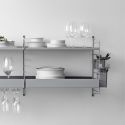 String Shelving Low Edge Metal Shelf - 58 x 20cm Light Grey