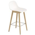 Muuto Fiber Recycled Bar / Counter Stool - Wood Base with Back