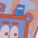 Wrap Tea Towel - Making Faces - Blue / Brown