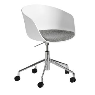 HAY About A Chair AAC52 - Height Adjustable Castor Base, Front Upholstery White & Grey