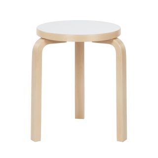 Artek Stool 60, Birch and White Laminate