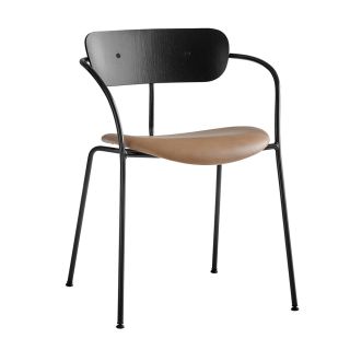 &Tradition Pavilion AV4 Chair Lacquered Black Base & Leather Seat 
