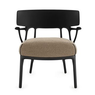 Kartell A.I Lounge Chair Black Base Dove Grey Boucle