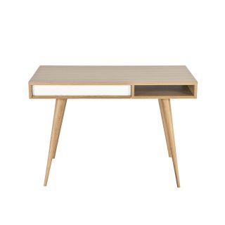 The Case Furniture Celine Desk in natural oak and white.