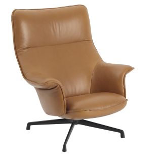 Muuto Doze Lounge Chair, High Back, Refine Cognac Leather with black metal base