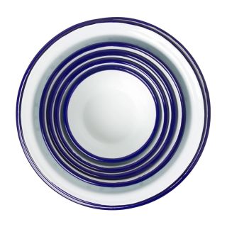 Falcon Enamelware 6 Piece Prep Set - White with Blue rim