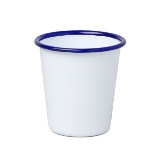 Falcon Enamelware Tumbler 310ml - White with Blue rim