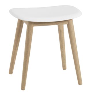 Muuto Fiber Bar Stool with Wood Base, White and Oak
