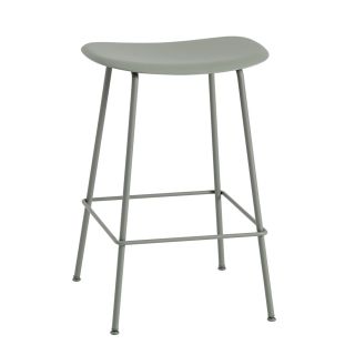Muuto Fiber Bar Stool with Tube Base, Dusty Green