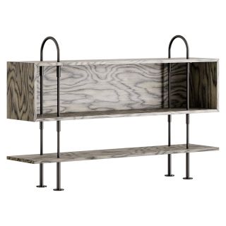 Gubi Keen Shelving System ALPI Sottsass Grey Ash + Black Brass