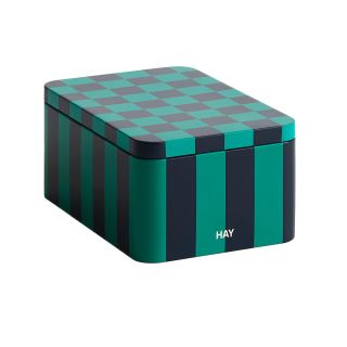Small, Green / Dark Blue Tin Container