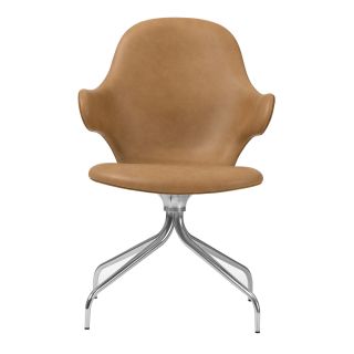 &Tradition JH2 Swivel Base Catch Chair Leather & Polished Base