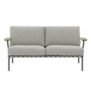 Muuto Settle Outdoor 2-Seater Sofa Dark Green Ribbed Weave 2