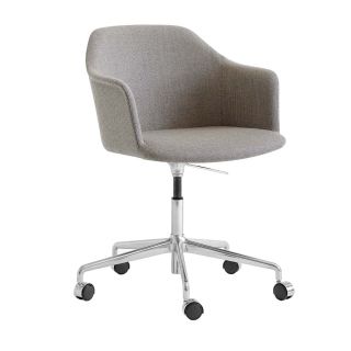 &Tradition Rely Chair HW55 - Upholstered With Arms, Polished Castor Base and Gas Lift