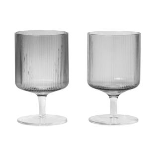 Ferm Living Ripple Smoke Wine Glasses (Set of Two)