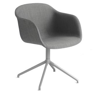 Muuto Fiber Chair - Swivel Base Upholstered - Grey remix