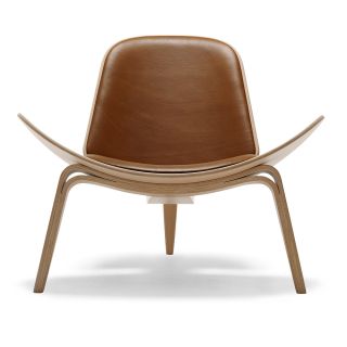 Carl Hansen CH07 Shell Chair  tan leather oak 