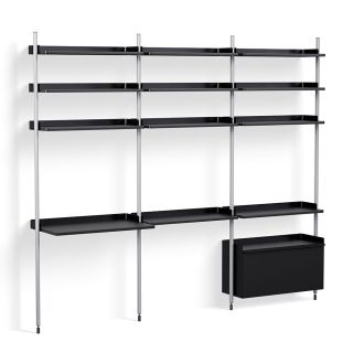 HAY Pier Shelving System 23 - 3 Columns black with clear profiles