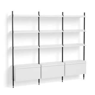 HAY Pier Shelving System 133 - 3 Columns white with black profiles 