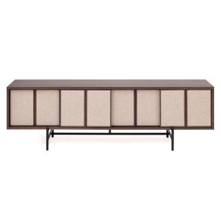 L. Ercolani Canvas Media Unit walnut with upholstered doors 