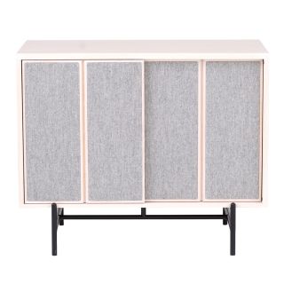 L. Ercolani Canvas Small Cabinet ash with upholstered doors 