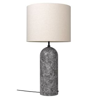 Gubi Gravity XL Floor Lamp, Low - Grey Marble, Canvas Shade