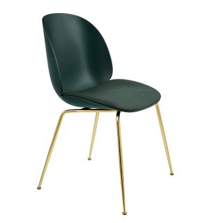 Gubi Beetle Dining Chair - Seat Upholstery - Metal Leg Base brass