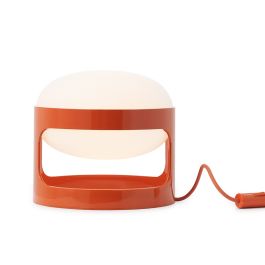 Kartell KD28 Table Lamp by Joe Columbo in Orange - Turned On, Front View