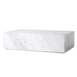 Audo Copenhagen Marble Low Plinth, White Carrara Marble