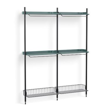 HAY Pier Shelving System 1032 - 2 Column, blue, black, chrome