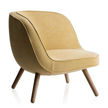 Fritz Hansen VIA57 Lounge Chair Yellow & White - Steelcut Trio 407